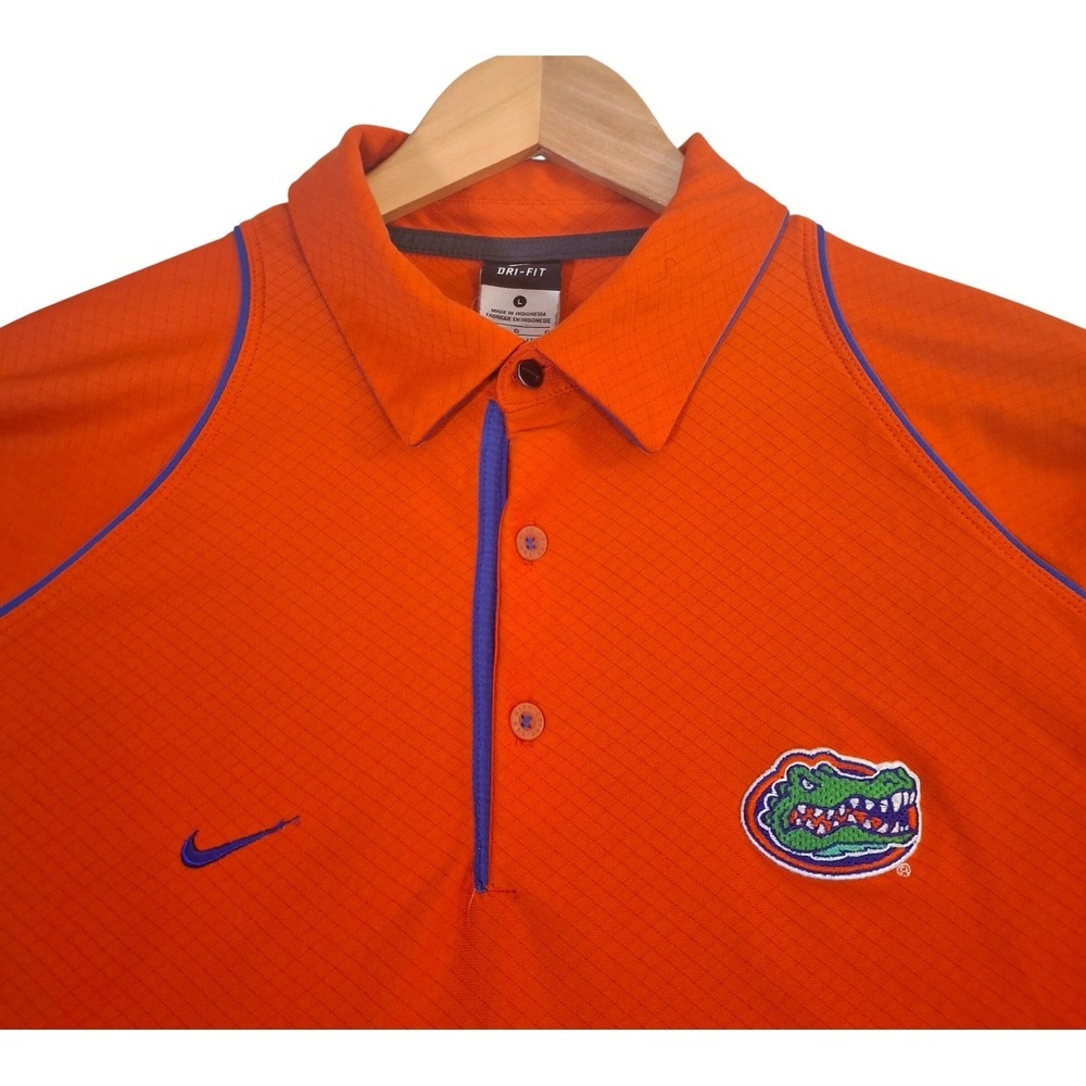 Vintage Nike Team Florida Gators Dri-FIT Polo Shirt Men's Large Orange Blue Golf - Picture 3 of 8